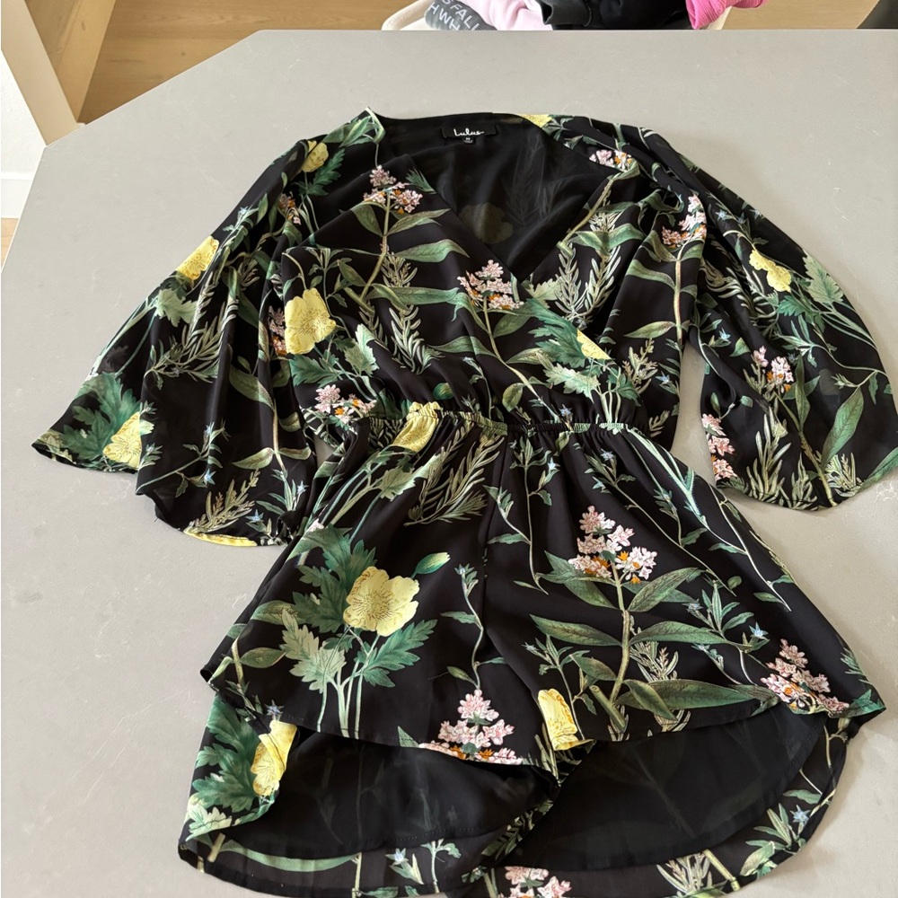 Lulu's Black Floral Romper